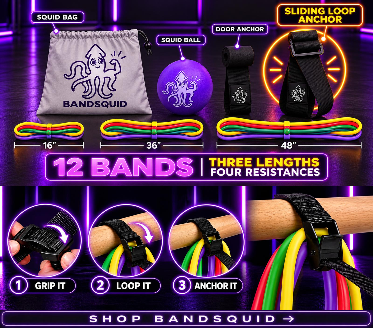BANDSQUID 12 BANDS THREE LENGTHS